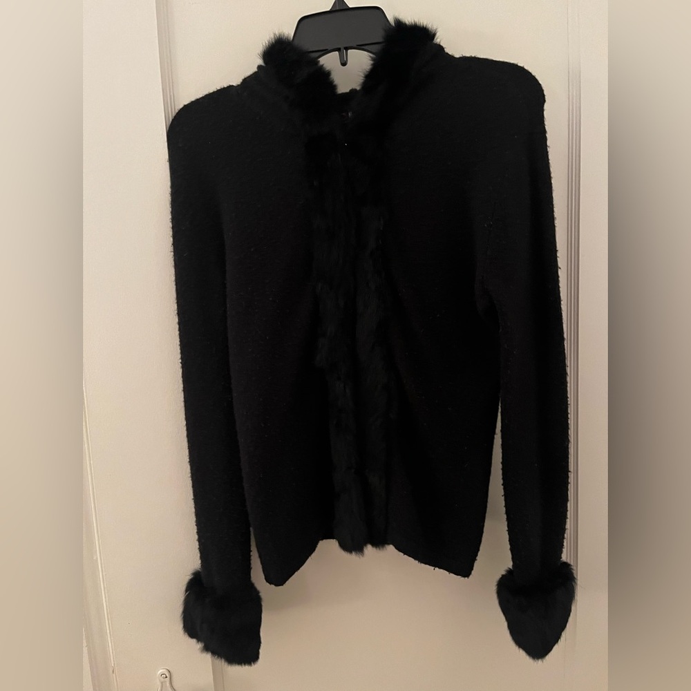 Morgan De Toi Black Fur Sweater
